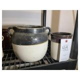 GROUP INCLUDING BEAN POT CROCK NO 3 AND SMALL CROC