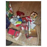 ASSORTED CHRISTMAS ITEMS AND TINS