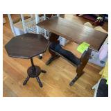 TWO VINTAGE SIDE TABLES MAGAZINE RACK 24 IN X 12 I