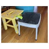 TWO STEP STOOLS ONE WOOD ONE METAL
