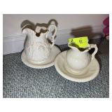 TWO WATER PITCHERS WITH BASINS, APPROXIMATELY 8 IN