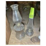PAIR OF VINTAGE OIL LAMPS 15 IN AND 18 IN TALL