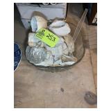 CLEAR GLASS PUNCH BOWL WITH 12 CUPS, PLASTIC LADLE