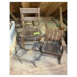 SMALL WOODEN ROCKER 9 IN SEAT HEIGHT AND CHAIR 10