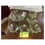 GROUP OF VINTAGE GREEN GLASS BOWLS