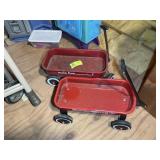 PAIR OF SMALL METAL WAGONS, APPROX 20 IN LONG