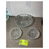GROUP OF THREE CLEAR GLASS SERVING BOWLS