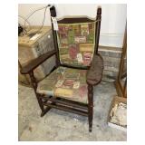 WOOD AND UPHOLSTERED ROCKING CHAIR, 16 IN SEAT HEI