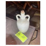 VINTAGE TWO HANDLE GLASS DECANTER WITH CORK, MARKE