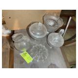GROUP OF CLEAR GLASS CANDY DISHES, BOWLS