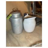 ALUMINUM CANISTER AND ENAMEL PITCHER