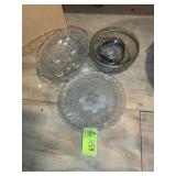 GROUP OF CLEAR GLASS CAKE PLATES AND BOWLS