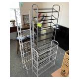 GROUP OF THREE METAL SHOE RACKS UP TO 22 IN X 9 IN
