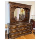 8 DRAWER DRESSER WITH HUTCH TOP, 66 IN X 18 IN X 3