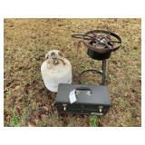 PROPANE BURNER AND TANK, LUMINOR METAL TOOL BOX WI