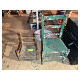 PAIR OF WOVEN SEAT LADDERBACK CHAIRS, 6 IN AND 14