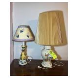 TWO TABLETOP LAMPS ONE 18 IN TALL, ONE 24 IN TALL