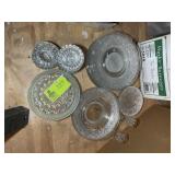 GROUP OF GLASS PLATES AND CANDLE HOLDERS