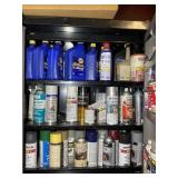 CONTENTS OF TWO WALL CABINETS, PAINTS, OILS, ETC