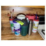 GROUP OF WATER BOTTLES, PITCHERS, ETC