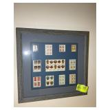 FRAMED AND MATTED NATIVE AMERICAN THEMED POSTAGE S