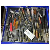 GROUP OF ASSORTED SCREWDRIVERS AND PRY BARS