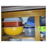 TOP SHELF CONTAINING MISC PLASTIC STORAGE CONTAINE