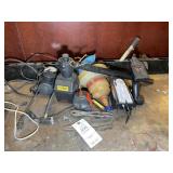 MISC GROUP INCLUDING AIR COMPRESSOR, FUNNELS, REMO