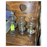 GROUP OF OIL LAMPS, 13 AND 17 IN TALL