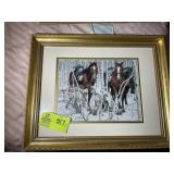 FRAMED AND MATTED PRINT TITLED TWO INDIAN HORSES B