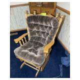 WOODEN WING BACK GLIDER ROCKER WITH PADDED SEAT AN