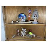 CONTENTS OF CORNER CABINET, NATIVE AMERICAN THEMED