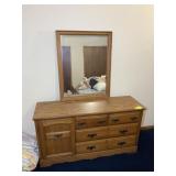 4 DRAWER ONE DOOR DRESSER WITH MIRROR, 57 IN X 17