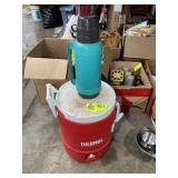 THERMOS WATER COOLER AND LARGE PLASTIC THERMOS