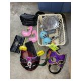GROUP OF PURSES, WALLET, MASKS, MUSICAL INSTRUMENT