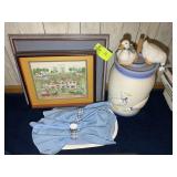 GROUP OF GOOSE THEMED ITEMS, BUTTER CHURN, FIGURIN