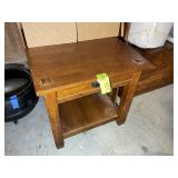 ONE DRAWER WOODEN SIDE TABLE, 24 IN X 28 IN X 23.5
