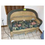 WICKER LOVE SEAT, APPROX 52 IN LONG