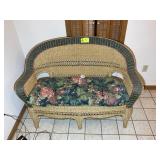 WICKER LOVE SEAT, APPROX 52 IN LONG