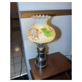 OIL LAMP STYLE ELECTRIFIED LAMP APPROX 21 IN TALL