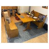 DINING TABLE WITH BENCH SEATING, 49 IN X 37 IN X 3