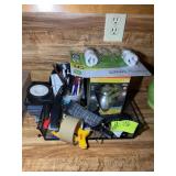 GROUP OF LIGHTBULBS, KNIFE SHARPENER, FLASHLIGHTS,