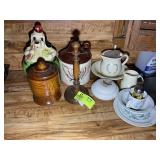 GROUP WITH COOKIE JARS, SMALL PITCHERS, ETC