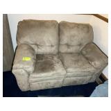 MICROSUEDE RECLINING LOVE SEAT, APPROX 63 IN LONG