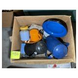 GROUP OF ENAMELED PLATES, CUPS AND PITCHERS