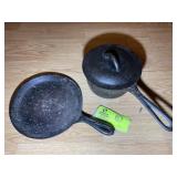 SMALL CAST IRON POT WITH LID AND SKILLET NO 2