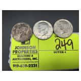 GROUP OF 3 KENNEDY HALF DOLLARS, 1964 NO MINT MARK