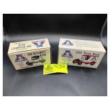 PAIR OF ERTL BIG A AUTO PARTS DIE CAST BANKS, 1918