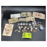GROUP OF ASSORTED FOREIGN CURRENCY, BILLS AND COIN