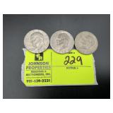 GROUP OF 3 EISENHOWER 1972 AND 1974 ONE DOLLAR COI